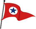 A red flag with a star on it

Description automatically generated